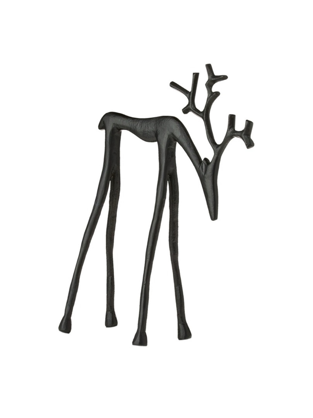 10" Black Standing Sculpted Reindeer Metal Deer – Holiday Time
